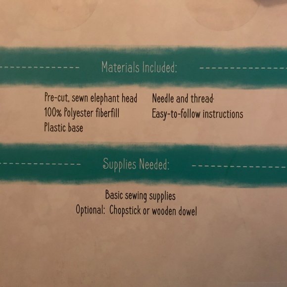 Needle Creations Fabric Wall Decor Kit: Elephant Nwt - Picture 6 of 7